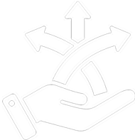 A hand with arrows pointing in different directions.